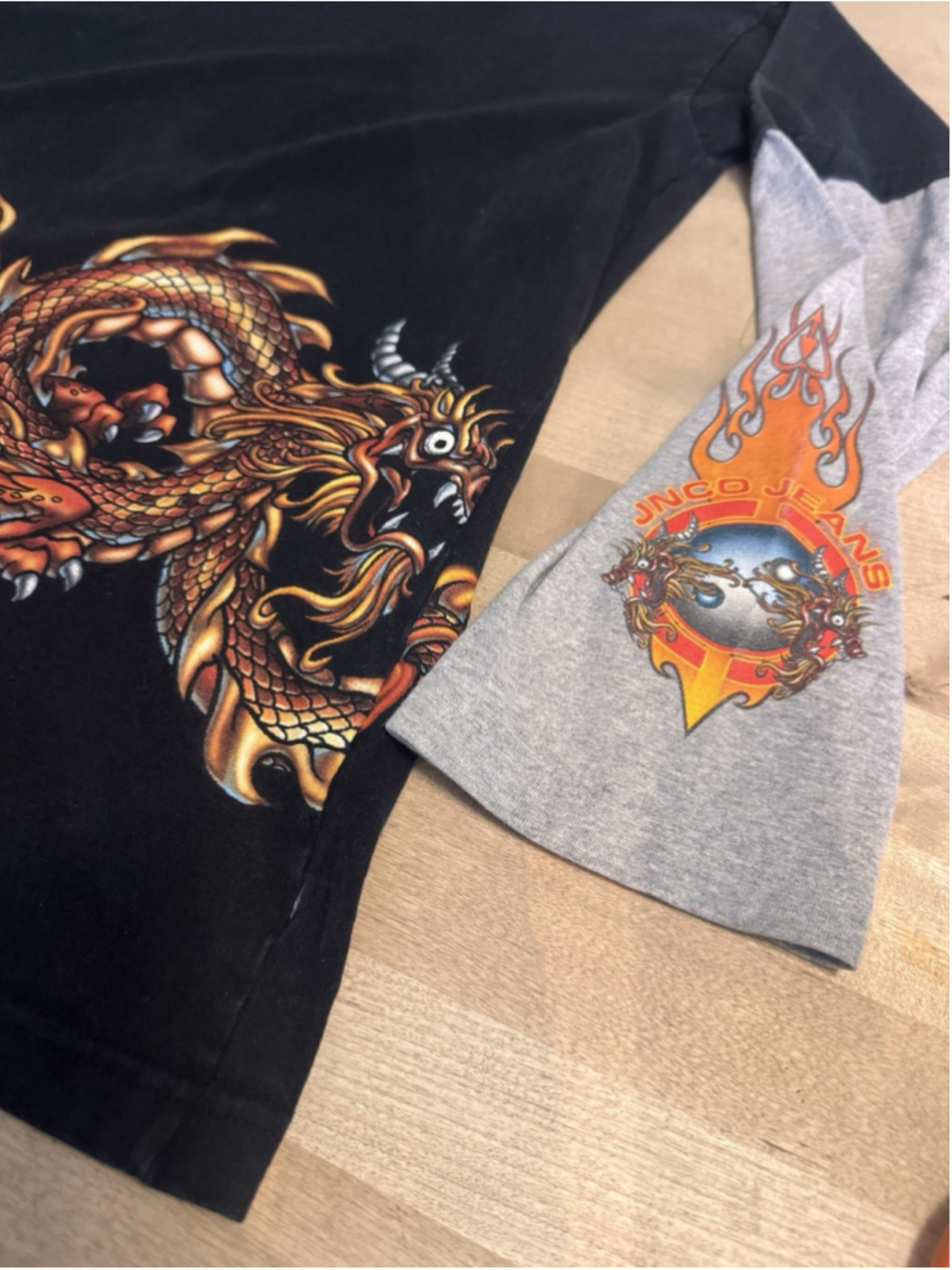 Vintage Jnco Jeans 90s Dragon Ying-yang Longsleeve shirt Size Medium - Picture 4 of 10